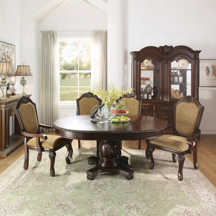 Chateau De Ville Fabric & Espresso Arm Chair - Luxury Home Furniture (MI)