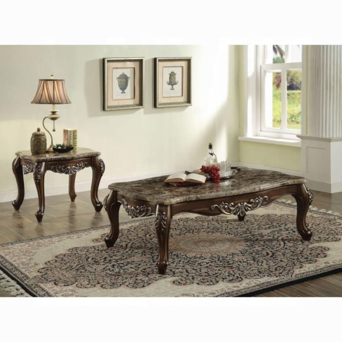 Latisha Marble & Antique Oak Coffee Table - Luxury Home Furniture (MI)