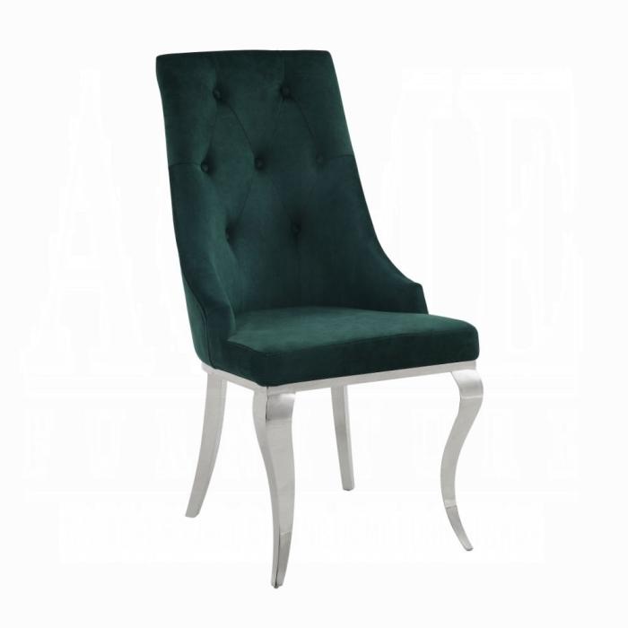 Dekel Green Fabric & Stainless Steel Side Chair - Luxury Home Furniture (MI)
