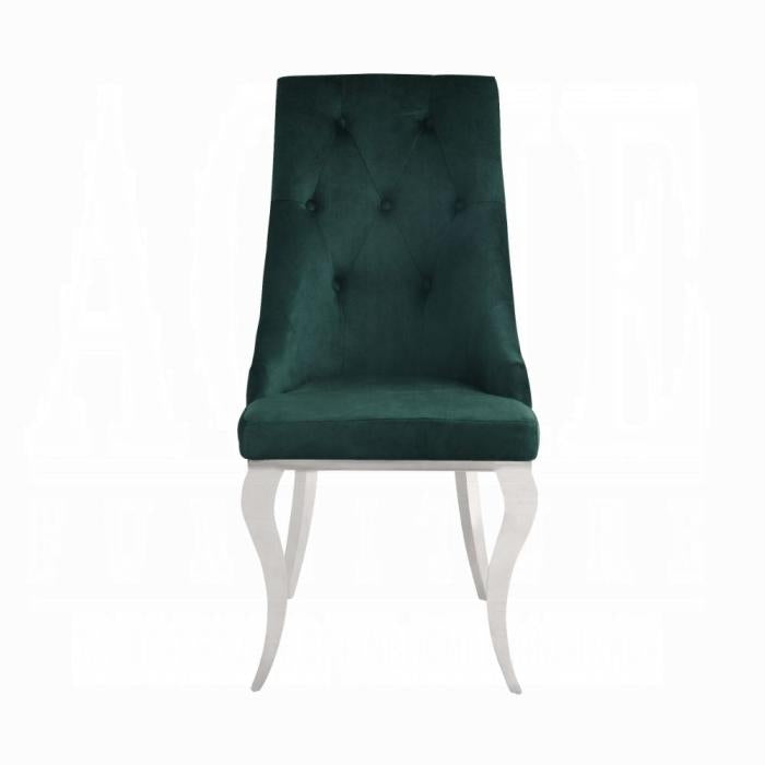 Dekel Green Fabric & Stainless Steel Side Chair - Luxury Home Furniture (MI)