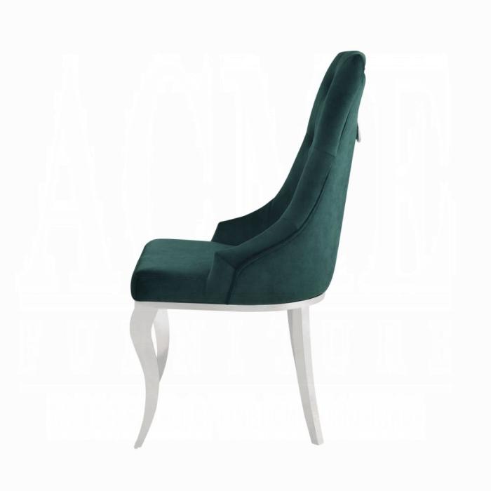Dekel Green Fabric & Stainless Steel Side Chair - Luxury Home Furniture (MI)