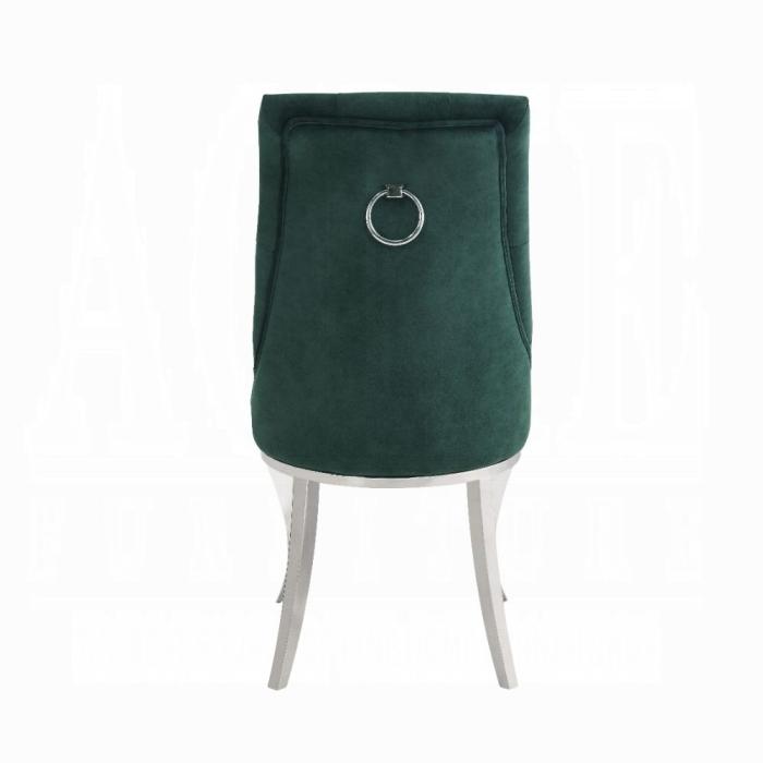 Dekel Green Fabric & Stainless Steel Side Chair - Luxury Home Furniture (MI)