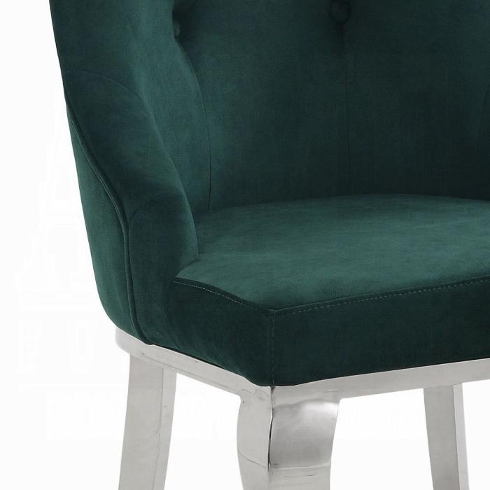Dekel Green Fabric & Stainless Steel Side Chair - Luxury Home Furniture (MI)