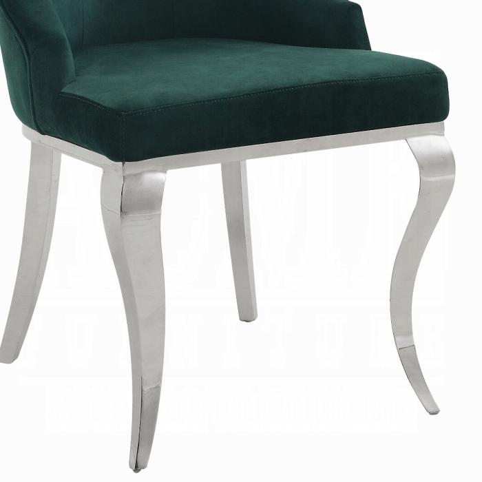 Dekel Green Fabric & Stainless Steel Side Chair - Luxury Home Furniture (MI)
