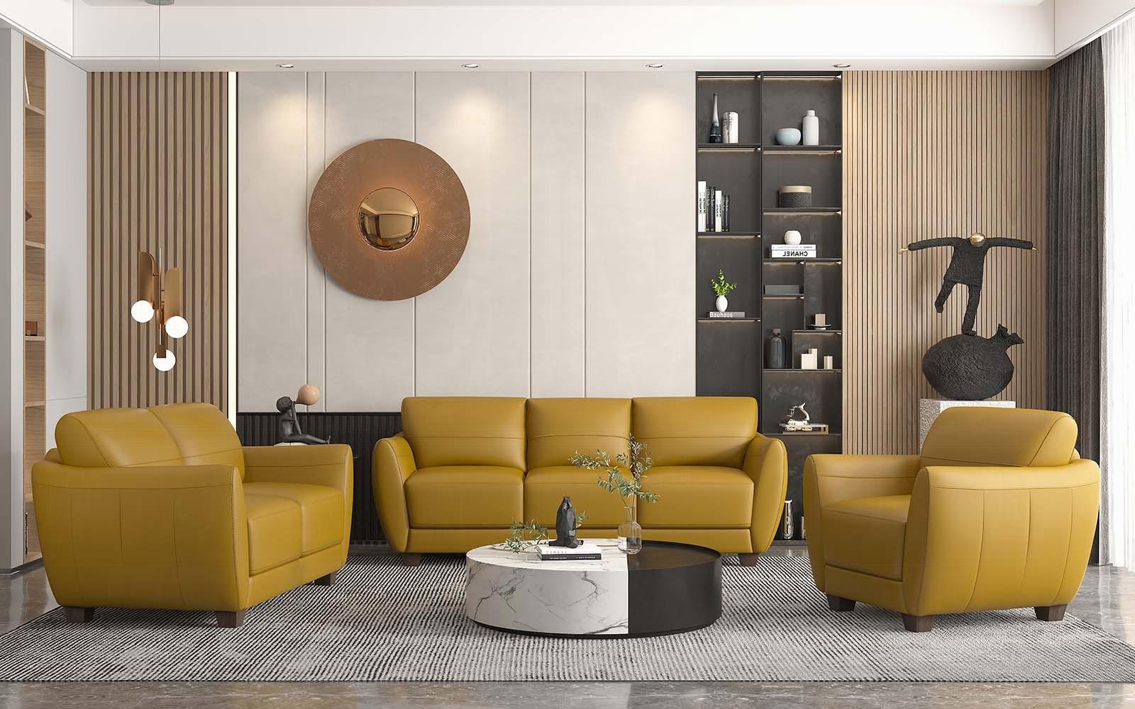 Valeria Mustard Leather Sofa - Luxury Home Furniture (MI)
