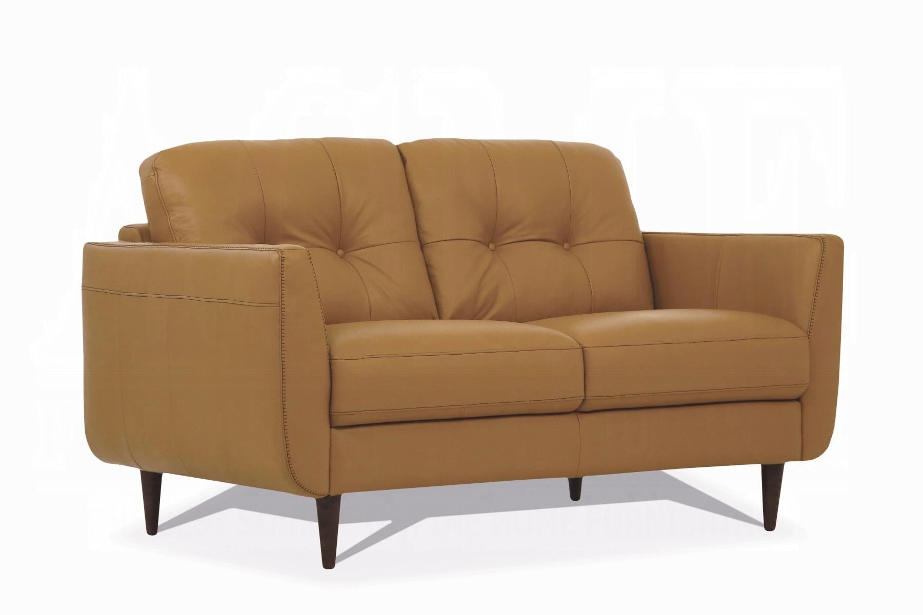Radwan Camel Leather Loveseat - Luxury Home Furniture (MI)