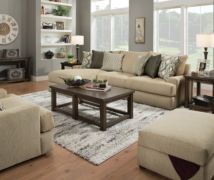 Vassenia 2-Tone Latte Chenille Modular - RF Sofa - Luxury Home Furniture (MI)