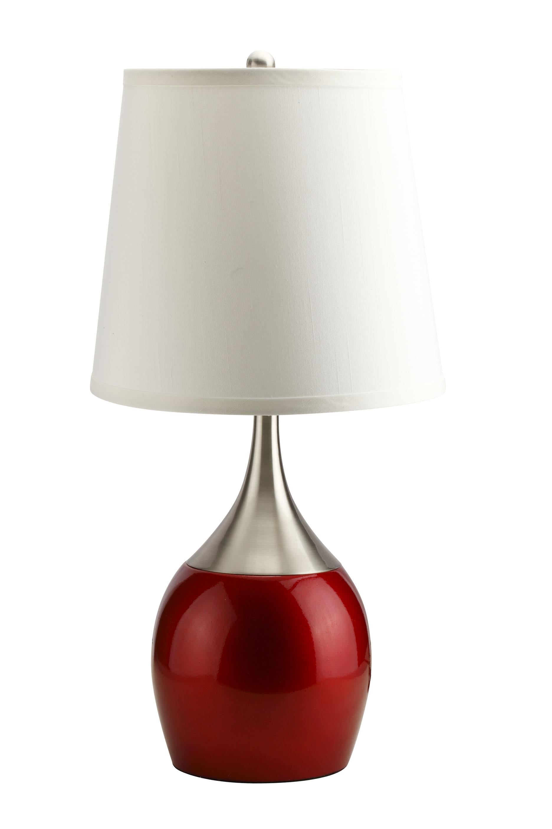 Willow Brushed Silver, Red Table Lamp - Luxury Home Furniture (MI)