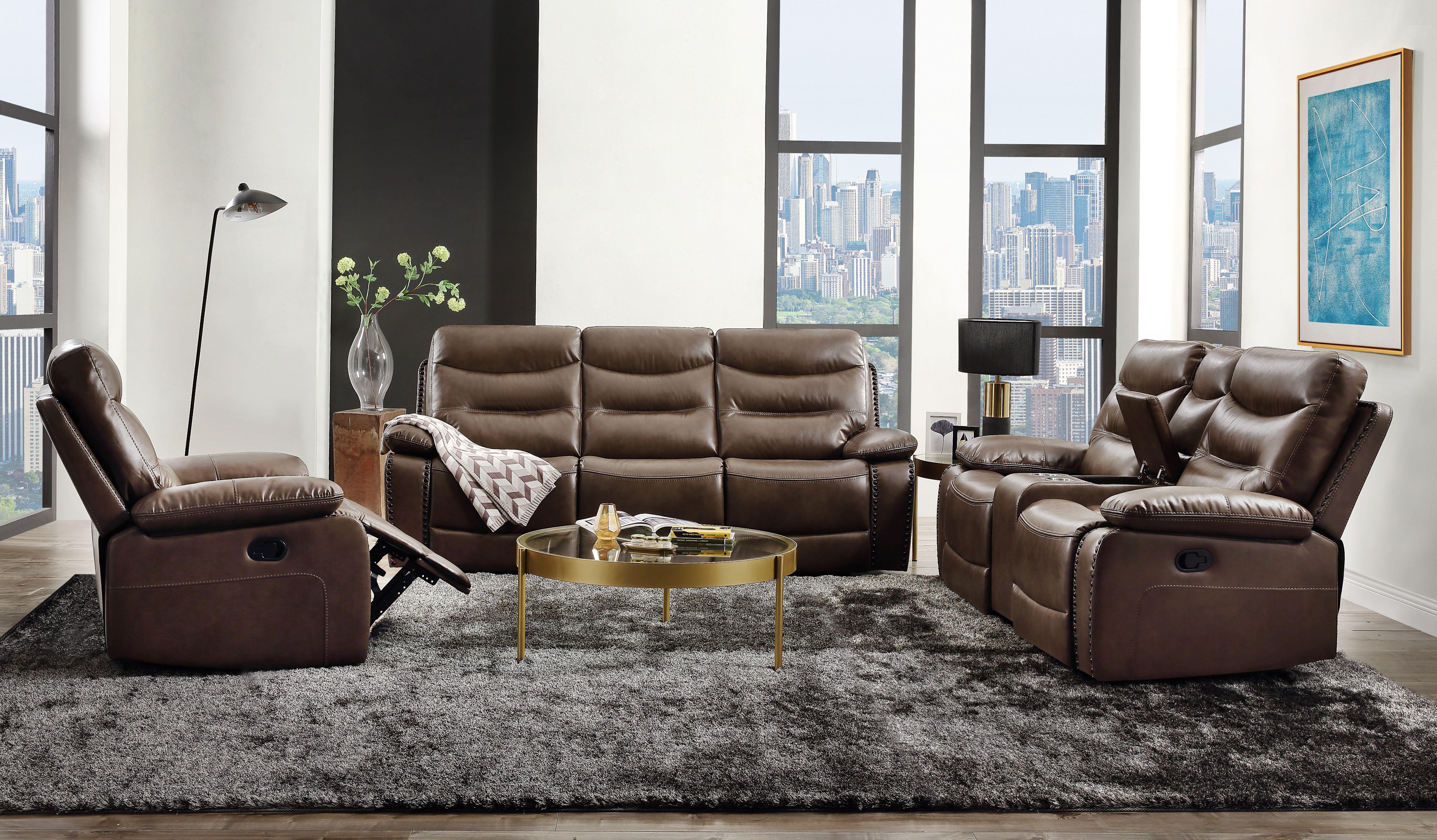Aashi Brown Leather-Gel Match Sofa (Motion) - Luxury Home Furniture (MI)