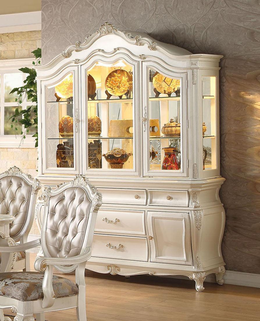 Acme Chantelle Buffet and Hutch in Pearl White 63544 - Luxury Home Furniture (MI)