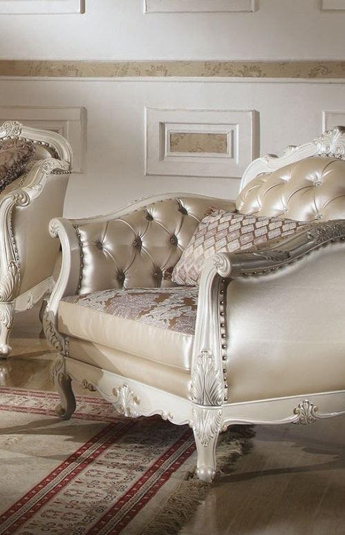 Acme Chantelle Living Room Chair w/Pillow in Pearl White 53542 - Luxury Home Furniture (MI)