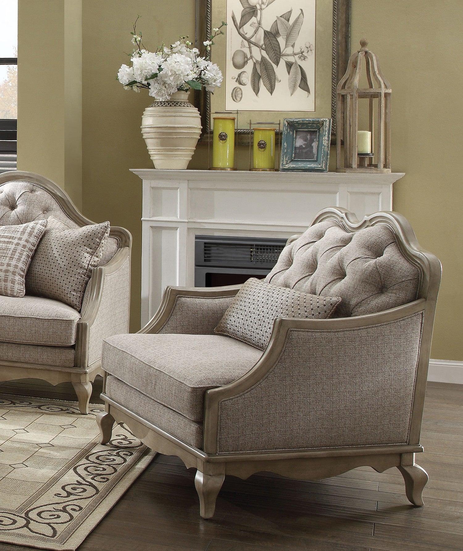 Acme Chelmsford Chair in Beige 56052 - Luxury Home Furniture (MI)