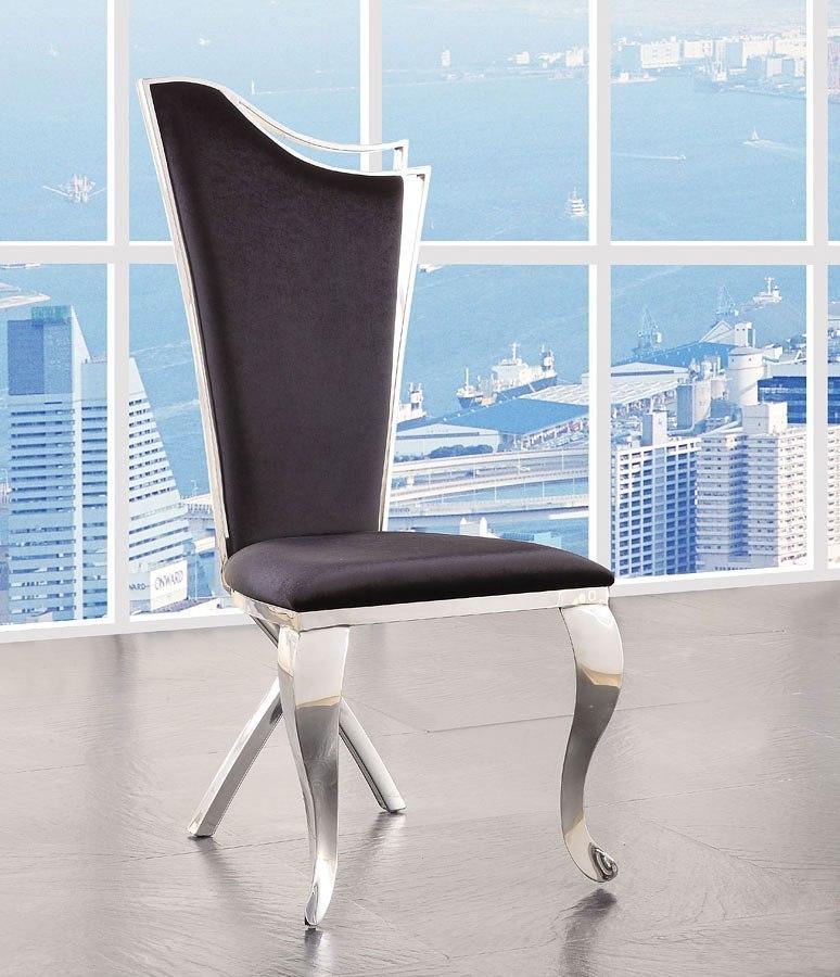 ACME Cyrene Faux Fabric Side Chair (Set of 2) in Stainless Steel 62079 - Luxury Home Furniture (MI)
