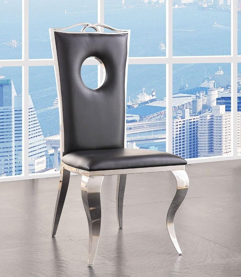 ACME Cyrene Faux Leather Side Chair (Set of 2) in Stainless Steel 62078 - Luxury Home Furniture (MI)