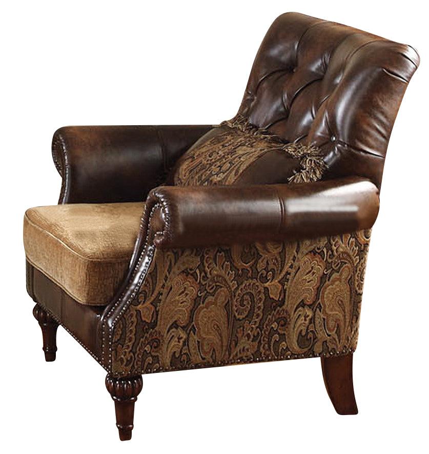 Acme Dreena Traditional Bonded Leather and Chenille Chair 05497 - Luxury Home Furniture (MI)
