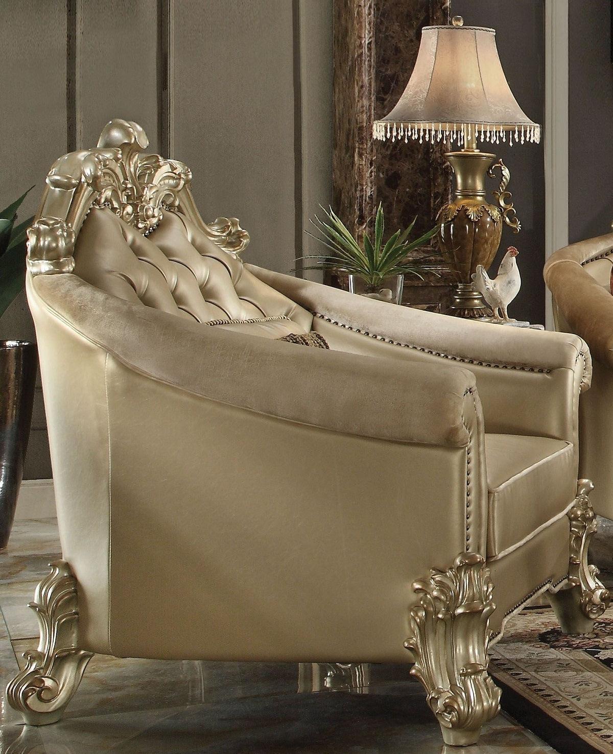 Acme Dresden Living Room Chair in Gold Patina 53122 - Luxury Home Furniture (MI)