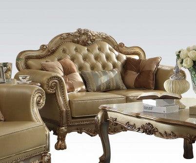 Acme Dresden Loveseat w/ 3 Pillows in Gold Patina 53161 - Luxury Home Furniture (MI)