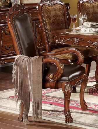 Acme Dresden Pedestal Dining Arm Chairs in Brown Cherry Oak 12154 (Set of 2) - Luxury Home Furniture (MI)