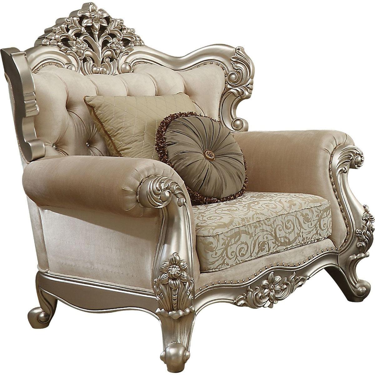 Acme Furniture Bently Chair with 2 Pillows in Champagne 50662 - Luxury Home Furniture (MI)