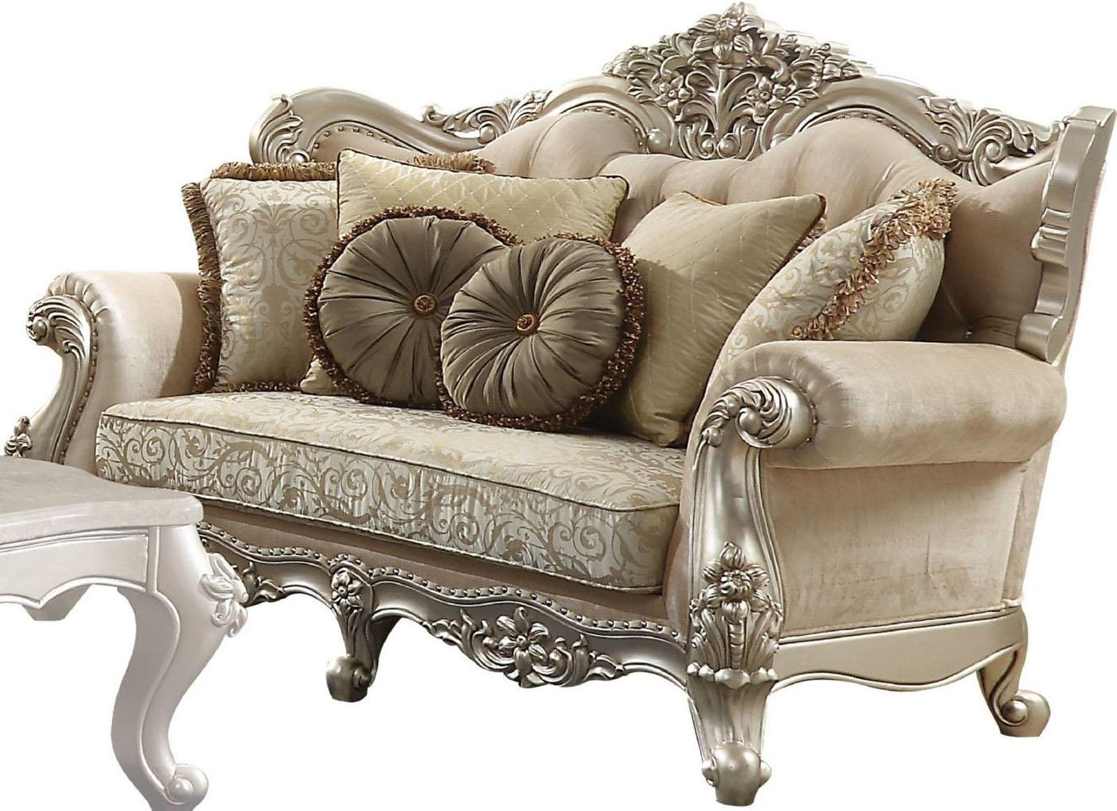 Acme Furniture Bently Loveseat with 5 Pillows in Champagne 50661 - Luxury Home Furniture (MI)