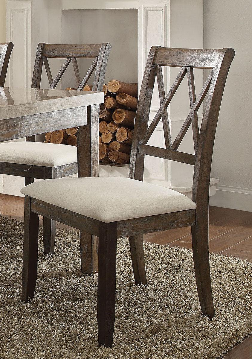 Acme Furniture Claudia Side Chair in Beige and Brown (Set of 2) 71717 - Luxury Home Furniture (MI)