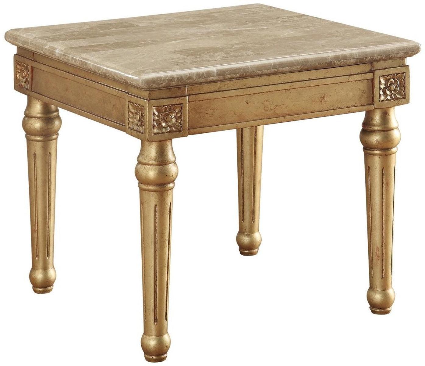 Acme Furniture Daesha End Table in Marble/Antique Gold 81717 - Luxury Home Furniture (MI)