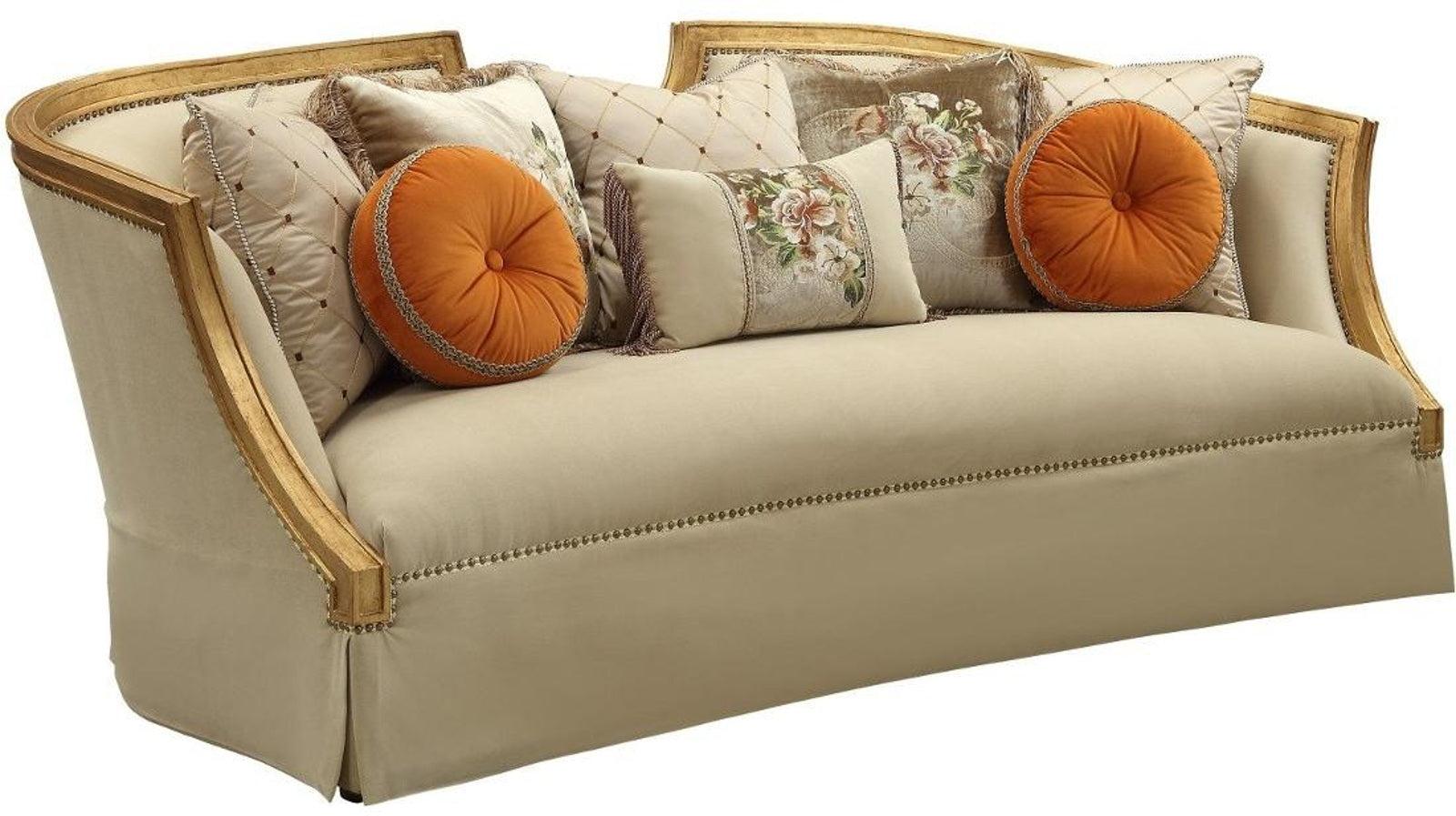 Acme Furniture Daesha Sofa in Tan Flannel & Antique Gold 50835 - Luxury Home Furniture (MI)