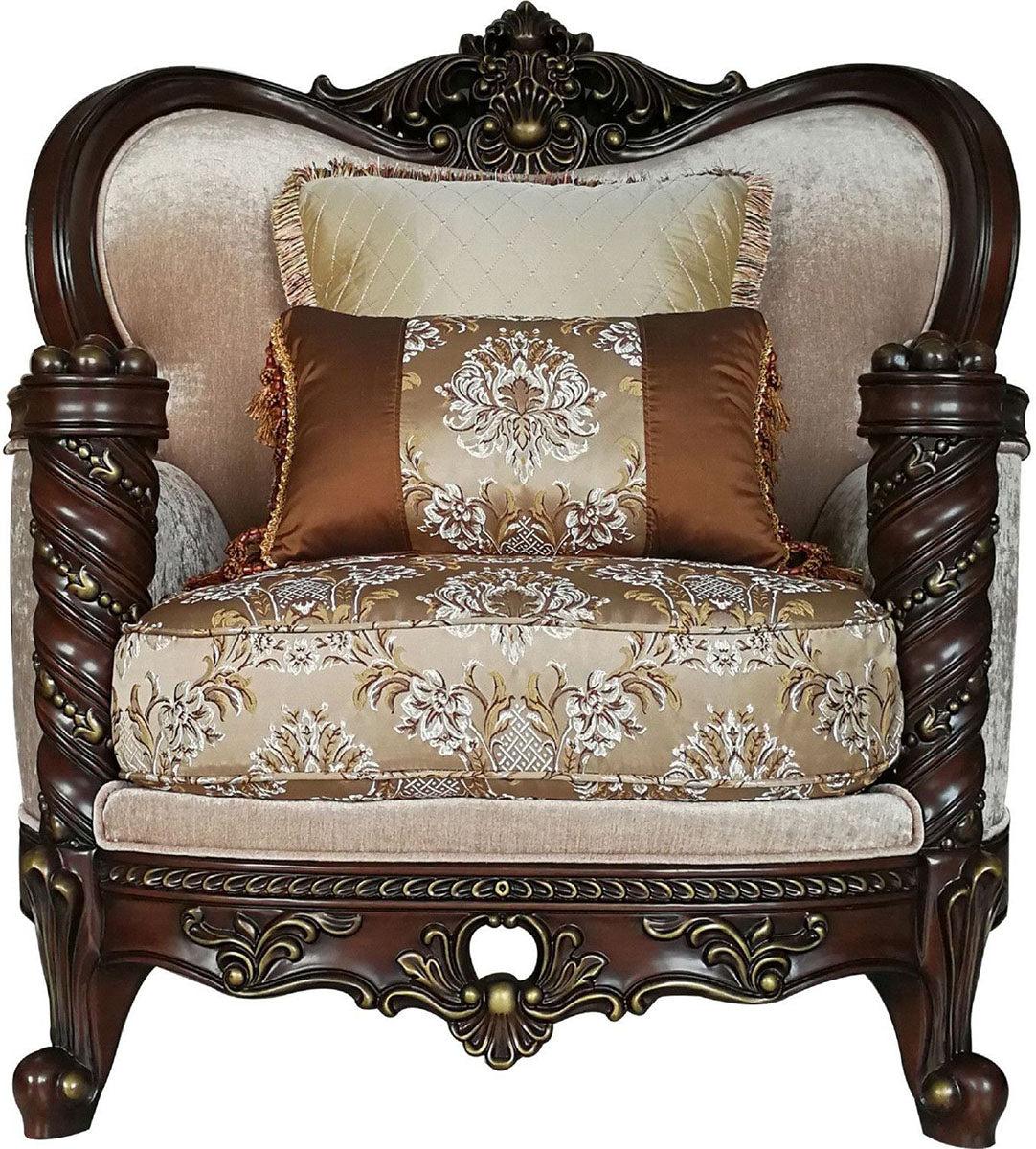 Acme Furniture Devayne Chair with 2 Pillows in Dark Walnut 50687 - Luxury Home Furniture (MI)