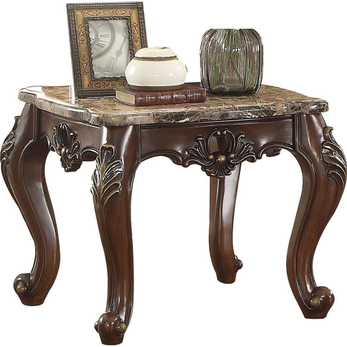 Acme Furniture Devayne End Table in Marble/Dark Walnut 81687 - Luxury Home Furniture (MI)