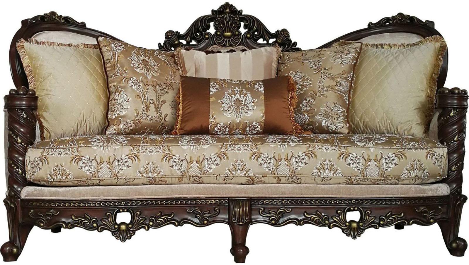 Acme Furniture Devayne Sofa with 6 Pillows in Dark Walnut 50685 - Luxury Home Furniture (MI)