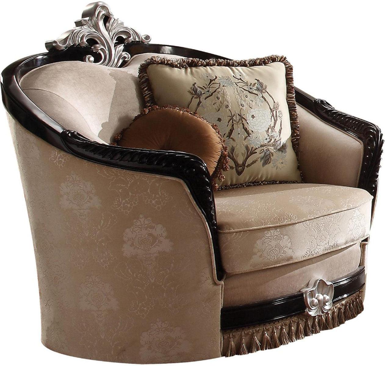 Acme Furniture Ernestine Chair with 2 Pillows in Tan and Black 52112 - Luxury Home Furniture (MI)