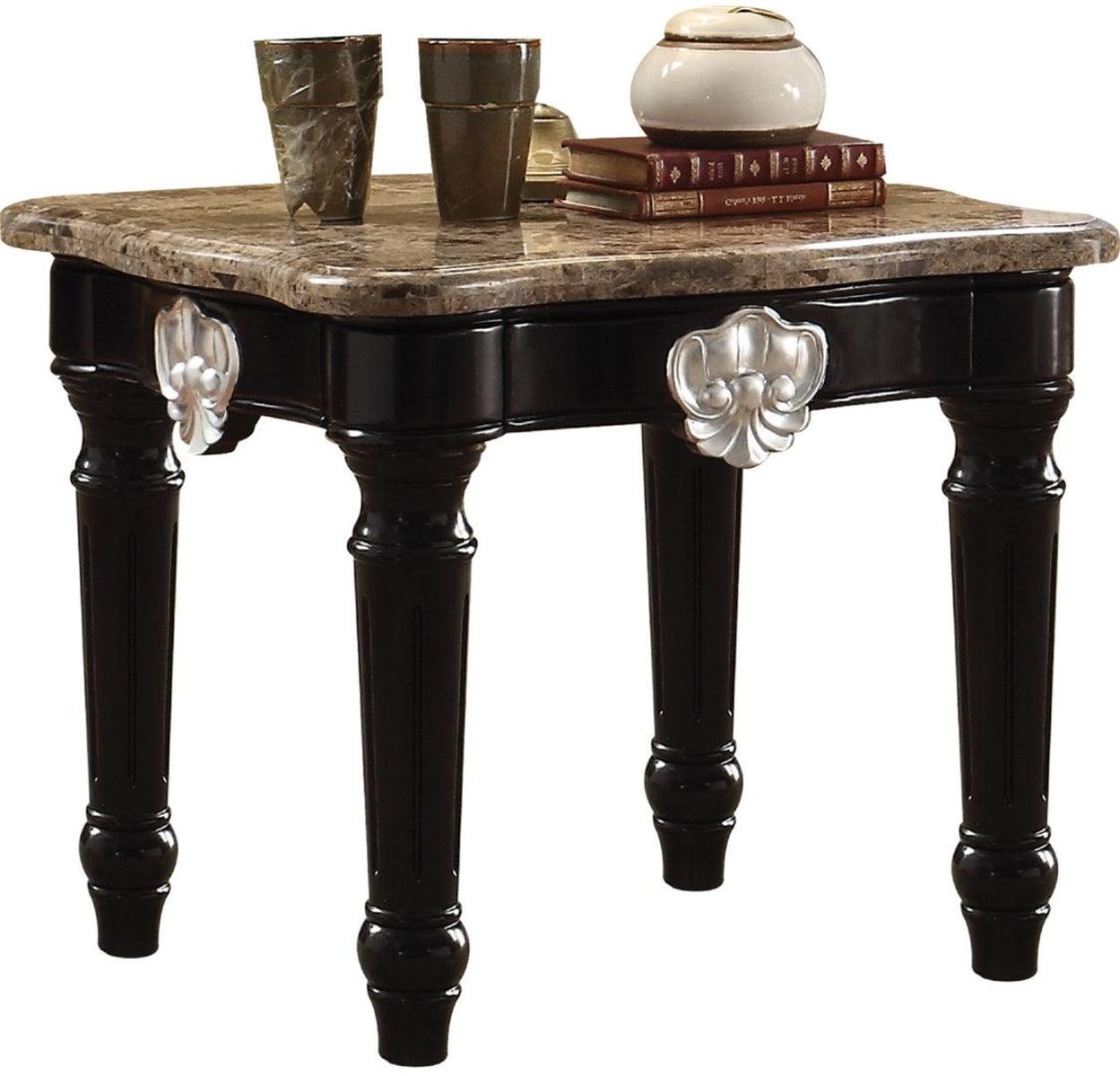 Acme Furniture Ernestine End Table in Marble/Black 82152 - Luxury Home Furniture (MI)