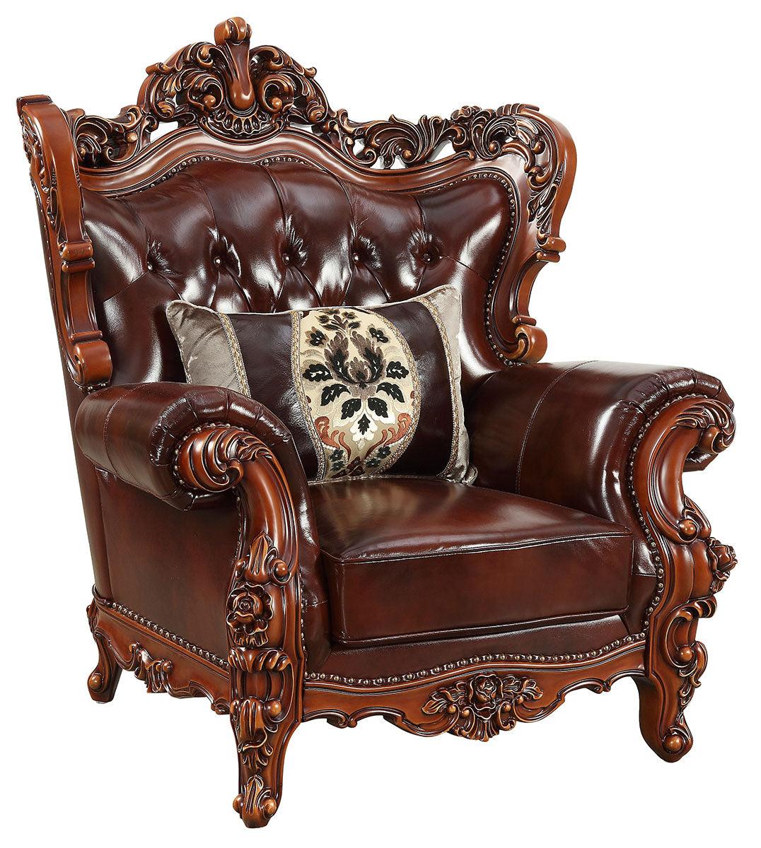 Acme Furniture Eustoma Chair in Cherry and Walnut 53067 - Luxury Home Furniture (MI)