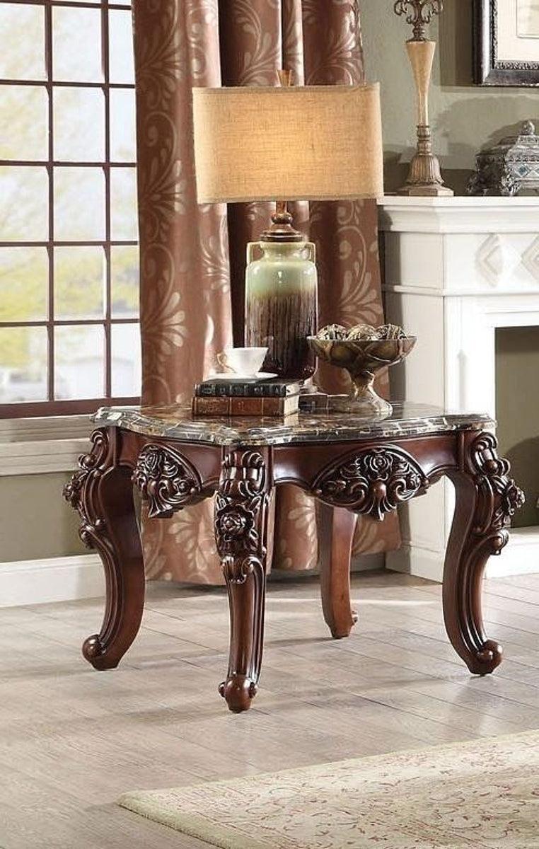 Acme Furniture Forsythia End Table in Marble/Walnut 83072 - Luxury Home Furniture (MI)
