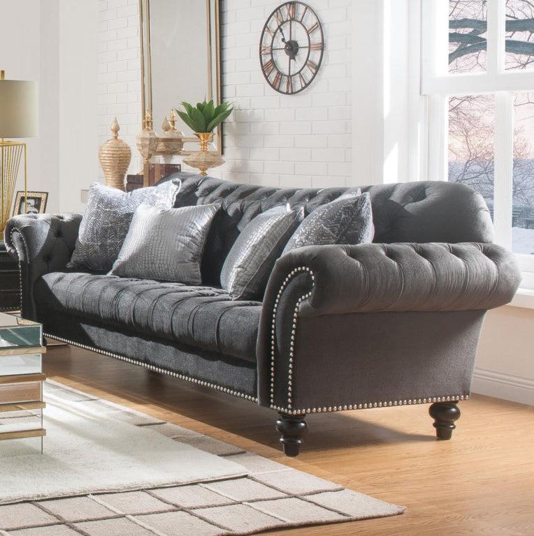 Acme Furniture Gaura Sofa in Dark Gray Velvet 53090 - Luxury Home Furniture (MI)