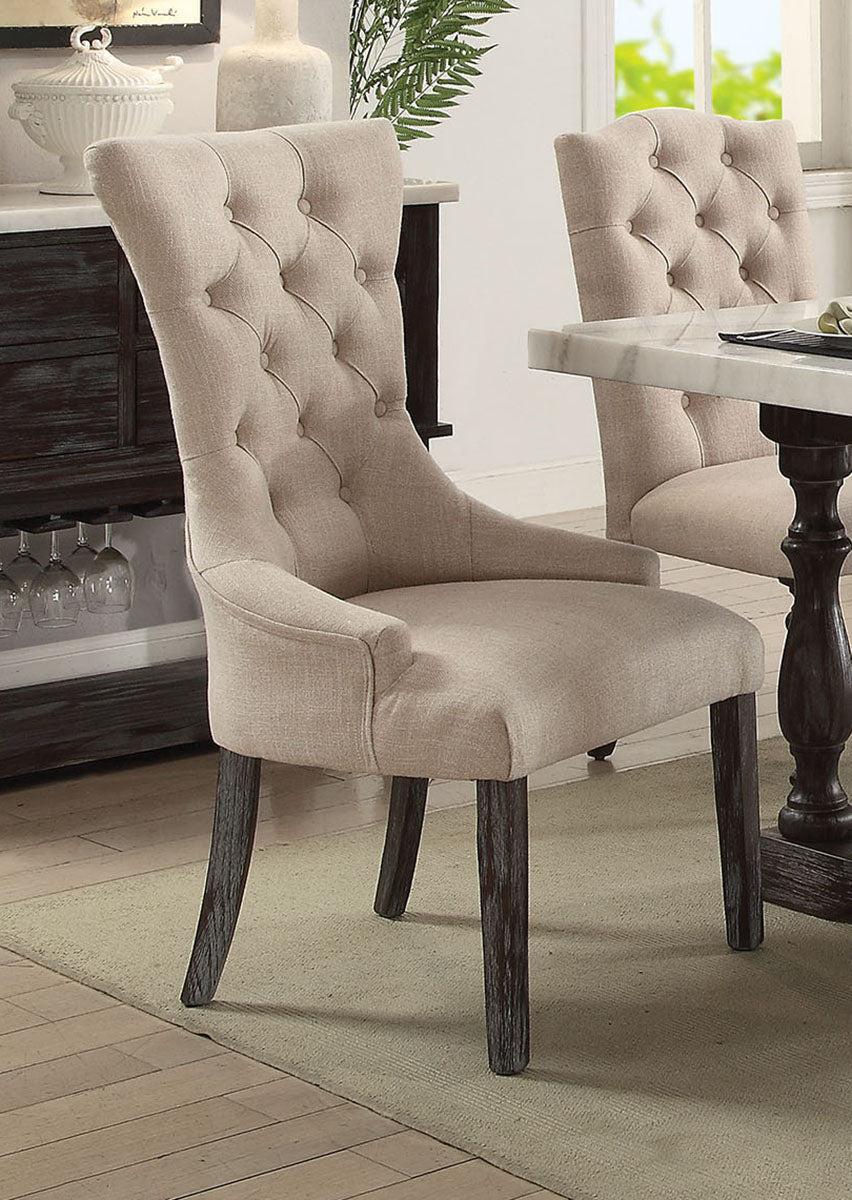 Acme Furniture Gerardo Upholstered Arm Chair in Beige and Espresso (Set of 2) 60823 - Luxury Home Furniture (MI)