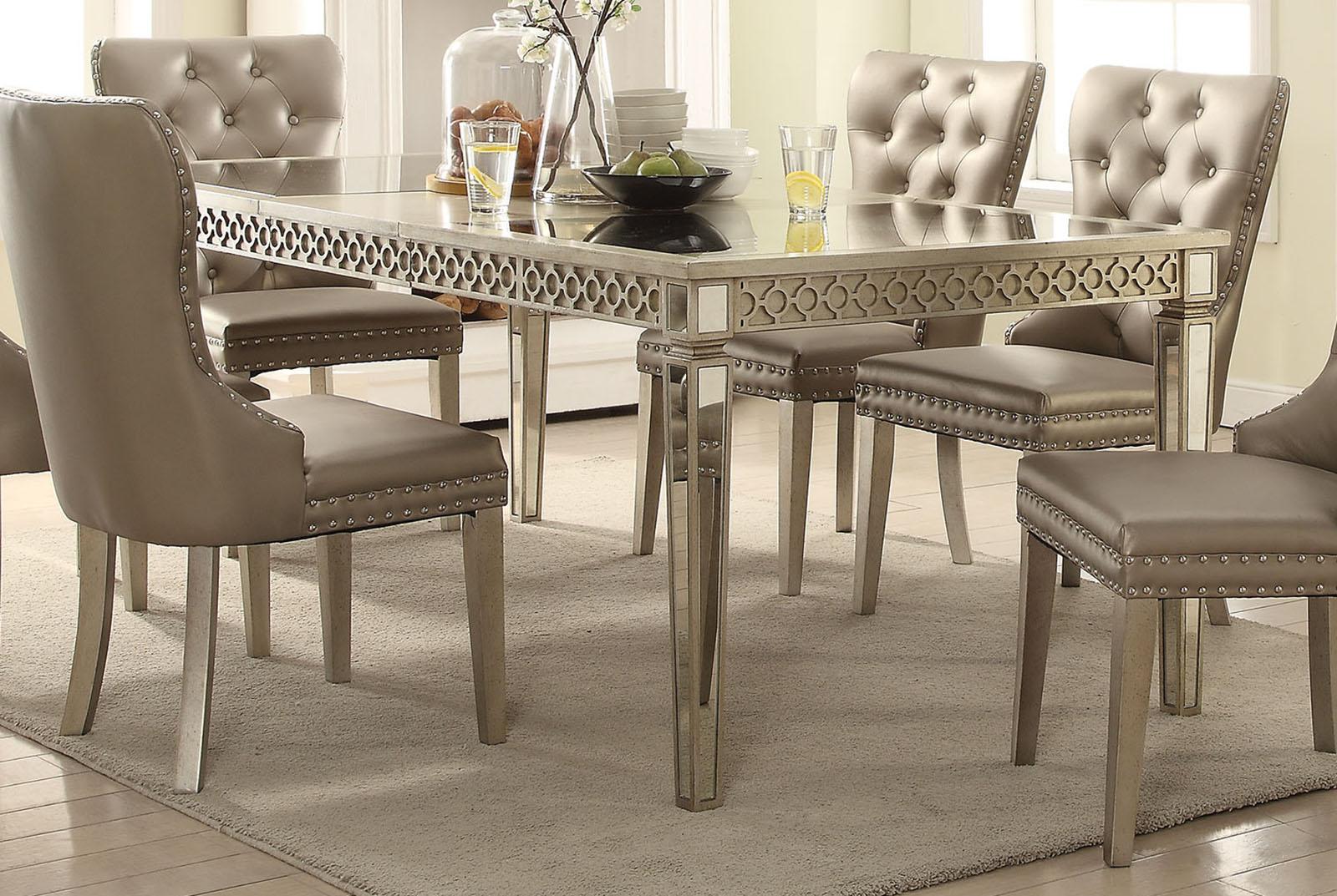 Acme Furniture Kacela Dining Table in Mirror and Champagne 72155 - Luxury Home Furniture (MI)