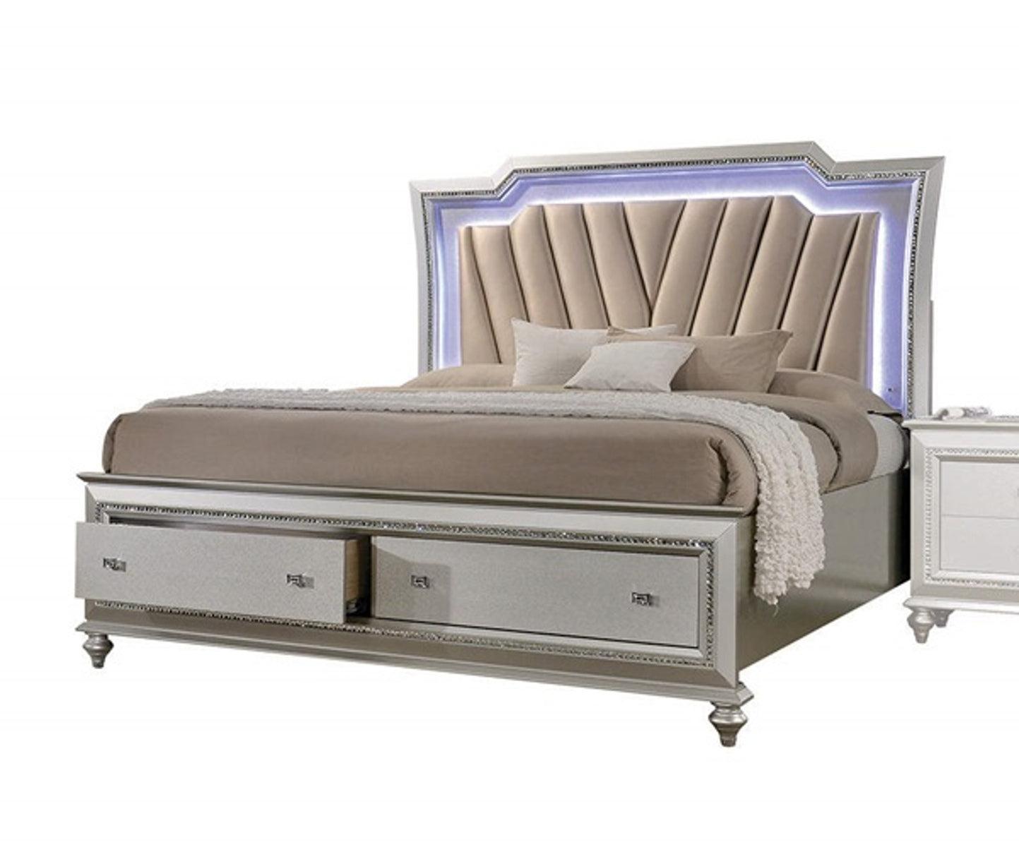 Acme Furniture Kaitlyn Queen Storage Bed in Champagne - Luxury Home Furniture (MI)