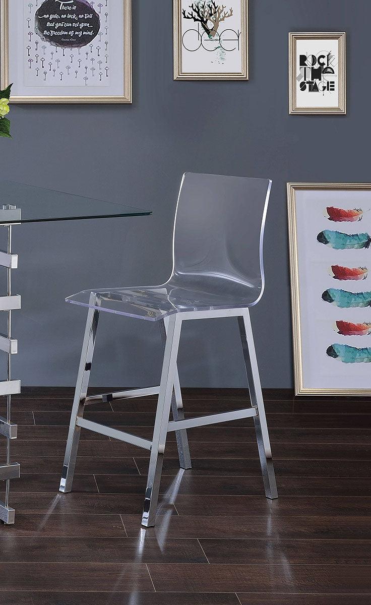 Acme Furniture Nadie Counter Height Chair in Chrome (Set of 2) 72592 - Luxury Home Furniture (MI)