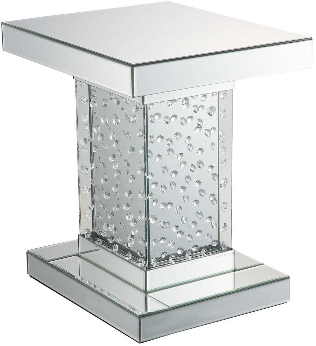 Acme Furniture Nysa End Table in Mirrored & Faux Crystals 80284 - Luxury Home Furniture (MI)