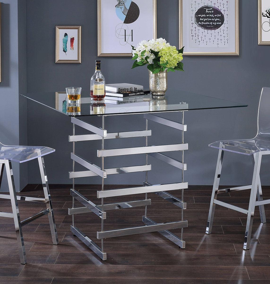 Acme Furniture Nadie Square Counter Height Table in Chrome 72590 - Luxury Home Furniture (MI)