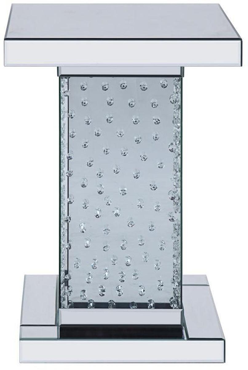 Acme Furniture Nysa End Table in Mirrored & Faux Crystals 81412 - Luxury Home Furniture (MI)