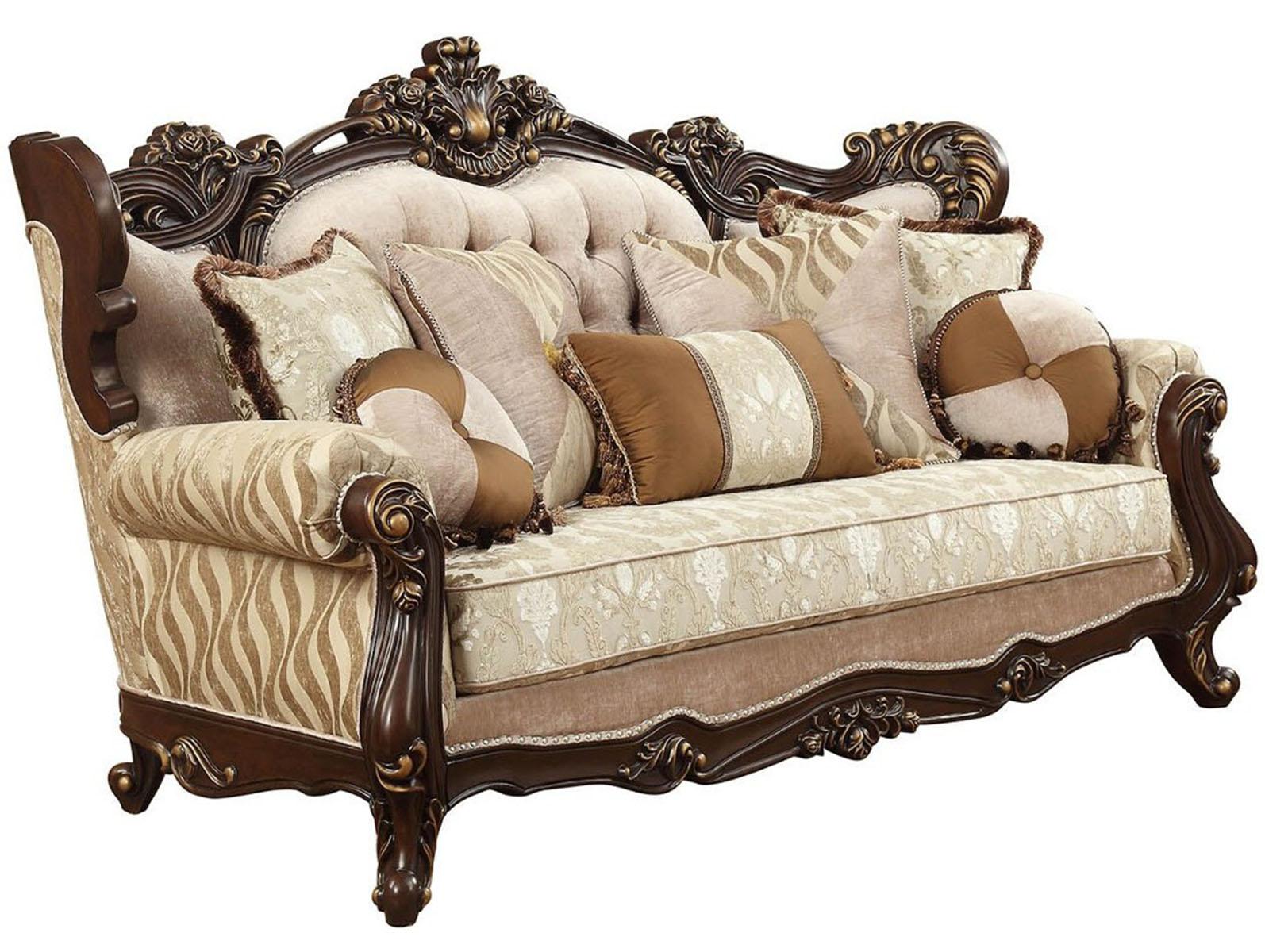 Acme Furniture Shalisa Sofa with 7 Pillows in Walnut 51050 - Luxury Home Furniture (MI)
