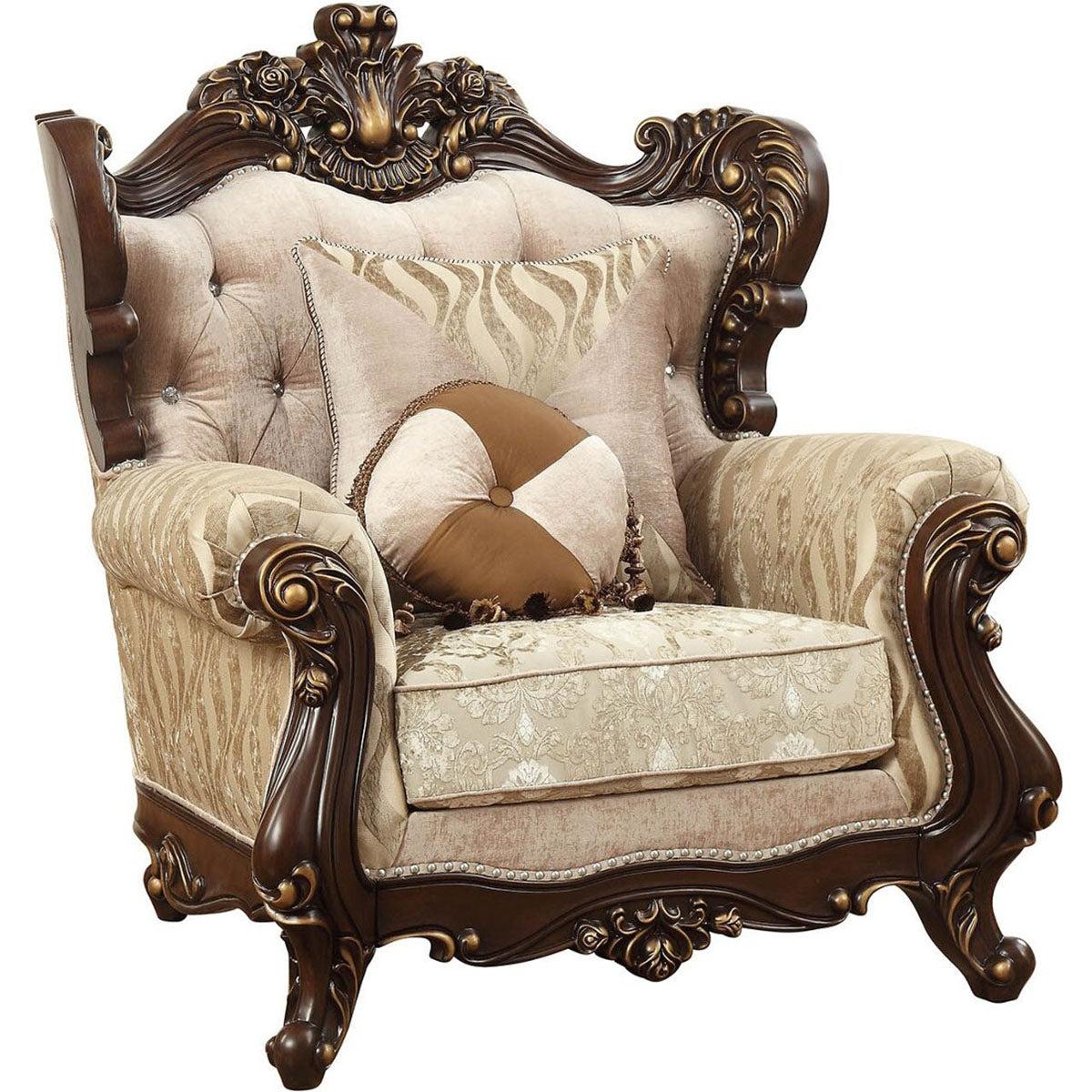 Acme Furniture Shalisa Chair with 2 Pillows in Walnut 51052 - Luxury Home Furniture (MI)