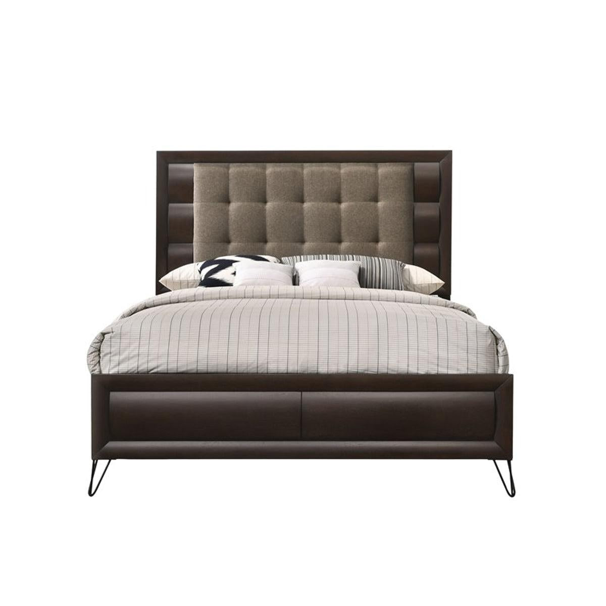 Acme Furniture Tablita Upholstered King Bed in Dark Merlot 27457EK - Luxury Home Furniture (MI)