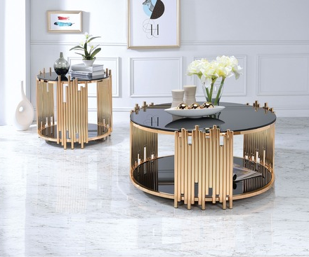 Acme Furniture Tanquin End Table in Gold/Black 84492 - Luxury Home Furniture (MI)