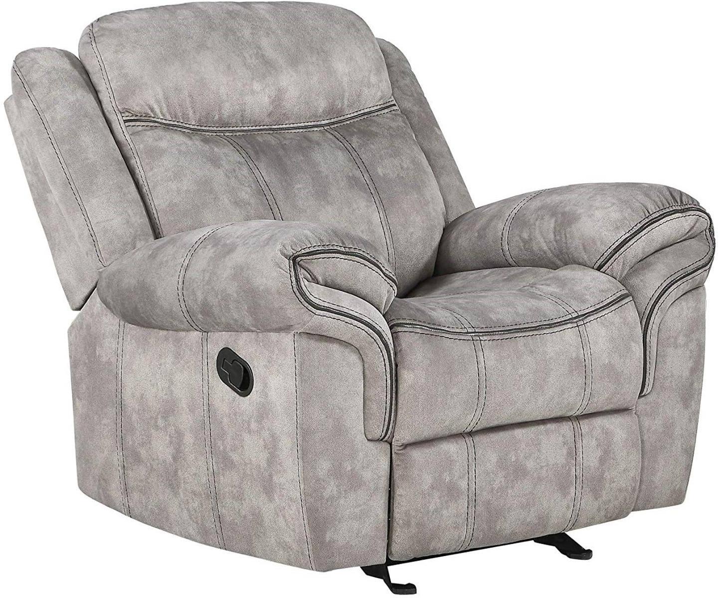 Acme Furniture Zubaida Motion Glider Recliner in 2-Tone Gray Velvet 55027 - Luxury Home Furniture (MI)