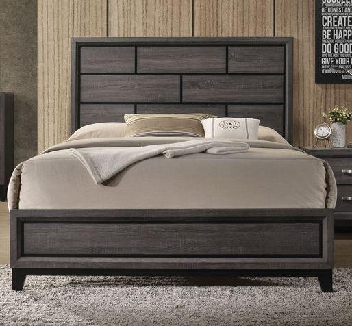 Acme Furniture Valdemar King Panel Bed in Weathered Gray 27047EK - Luxury Home Furniture (MI)