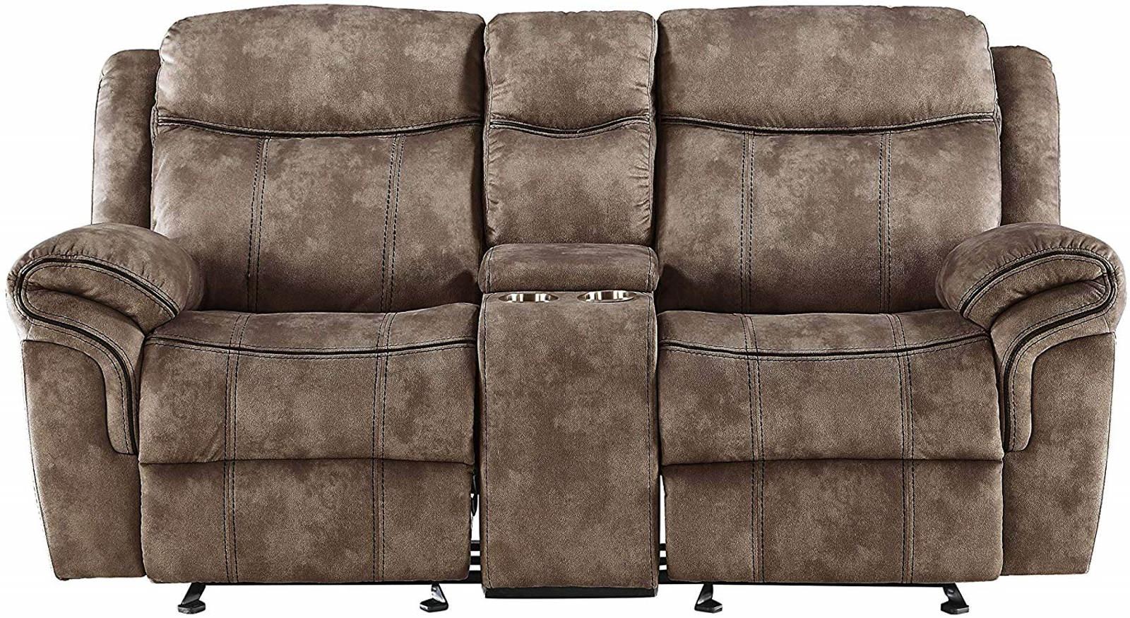 Acme Furniture Zubaida Motion Loveseat with Console in 2-Tone Chocolate Velvet 55021 - Luxury Home Furniture (MI)