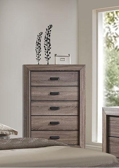 Acme Lyndon 5-Drawer Chest in Weathered Gray Grain 26026 - Luxury Home Furniture (MI)